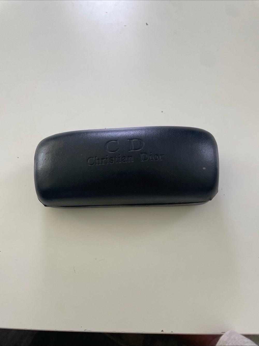 Christian Dior Vintage Hard Flip Top Leather Eyeglass Case Black Case Only
